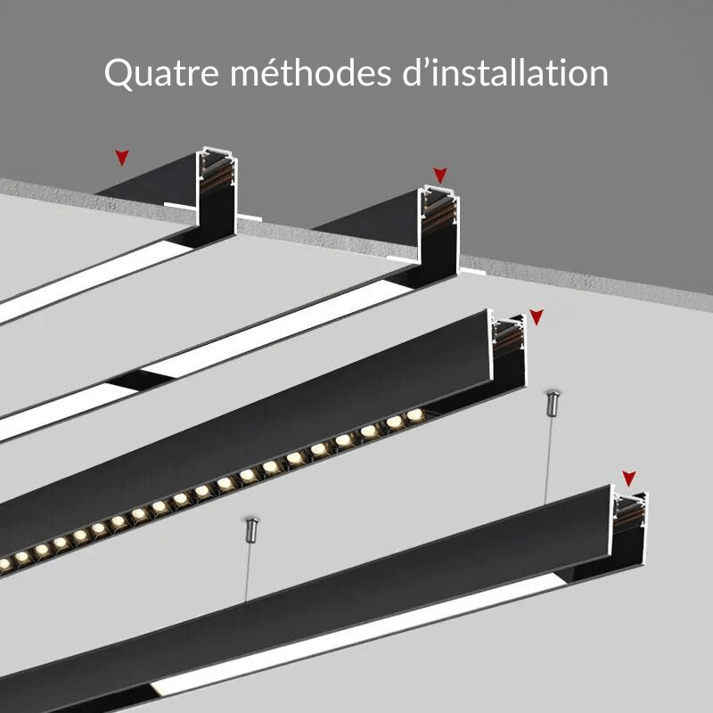 Rail Magnétique en Saillie 48V 2m NOIR - Silamp France