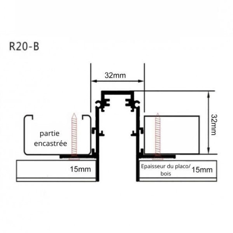 Rail Magnétique Encastré 48V 1m NOIR - Silamp France