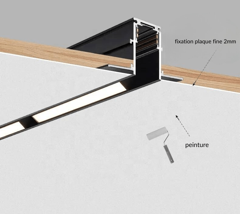 Rail Magnétique Encastré 48V 1m NOIR pour Enduit - Silamp France