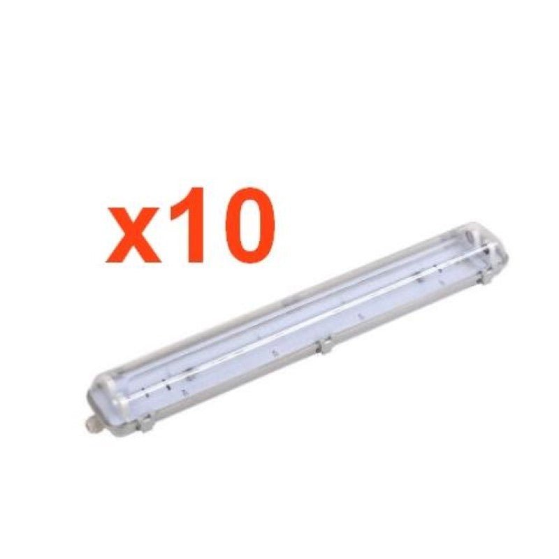 Réglette étanche double pour Tube LED T8 60cm IP65 (Boitier vide) (Pack de 10) - Silamp France