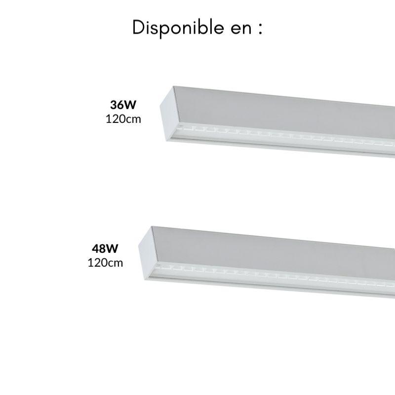Réglette LED 120cmx5cm 48W Suspendue ALU - Silamp France