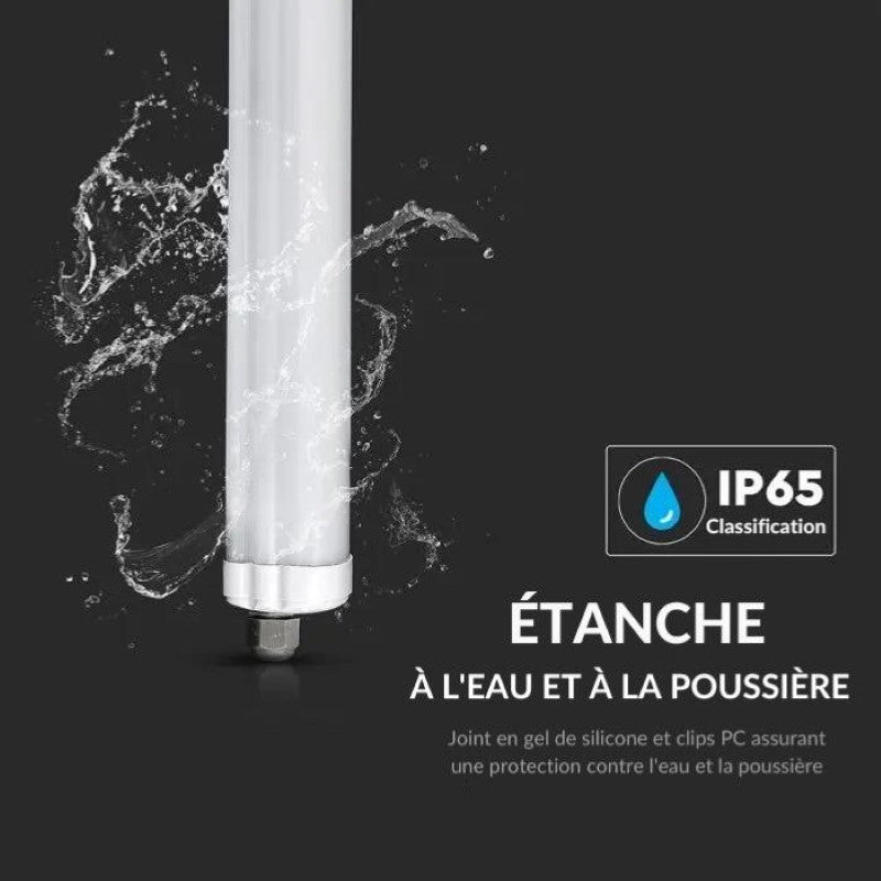 Réglette LED étanche 120cm 36W IP65 120lm/W Interconnectable - Silamp France