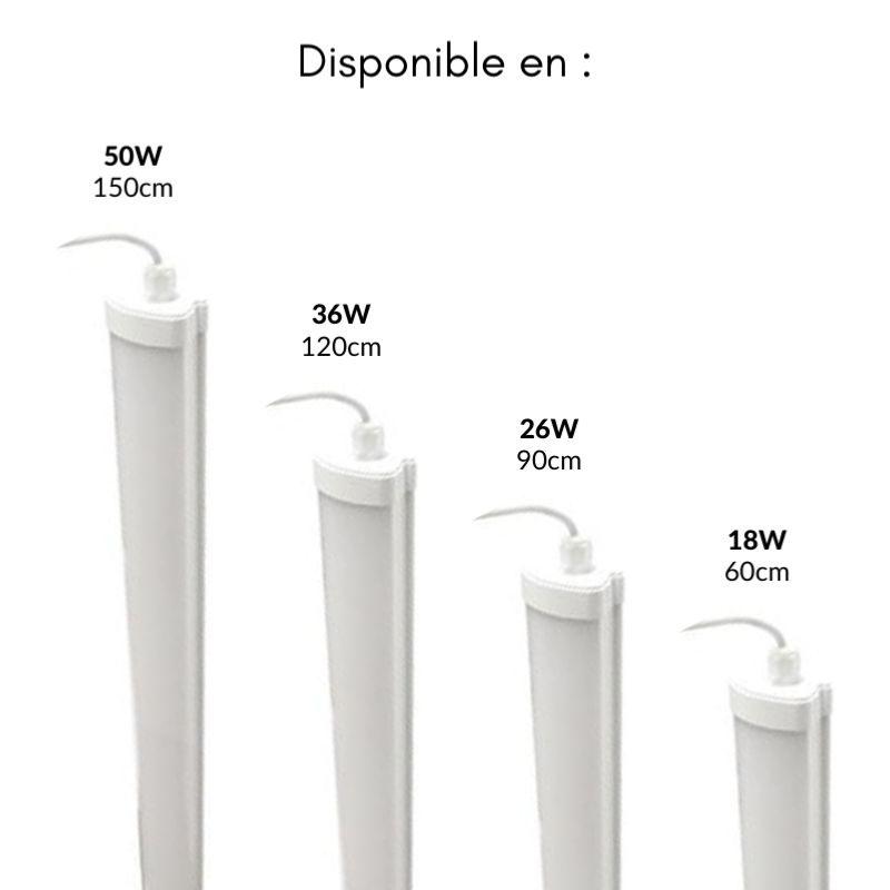 Réglette LED étanche 120cm 36W IP65 (Pack de 4) - Silamp France