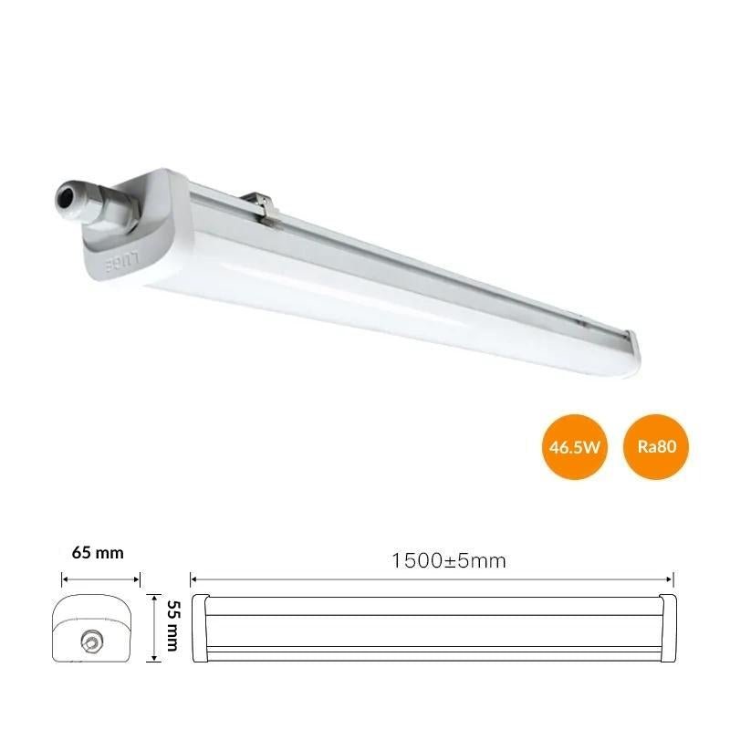 Réglette LED étanche 150cm 46.5W 120lm/W (Pack de 10) - Silamp France