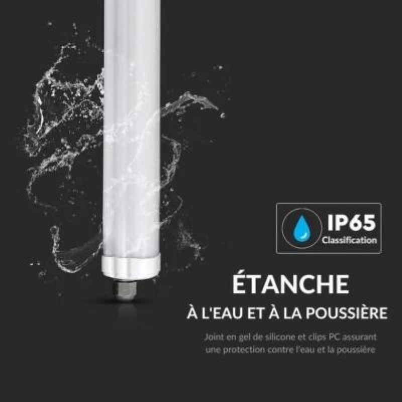 Réglette LED étanche 150cm 48W IP65 120lm/W Interconnectable - Silamp France