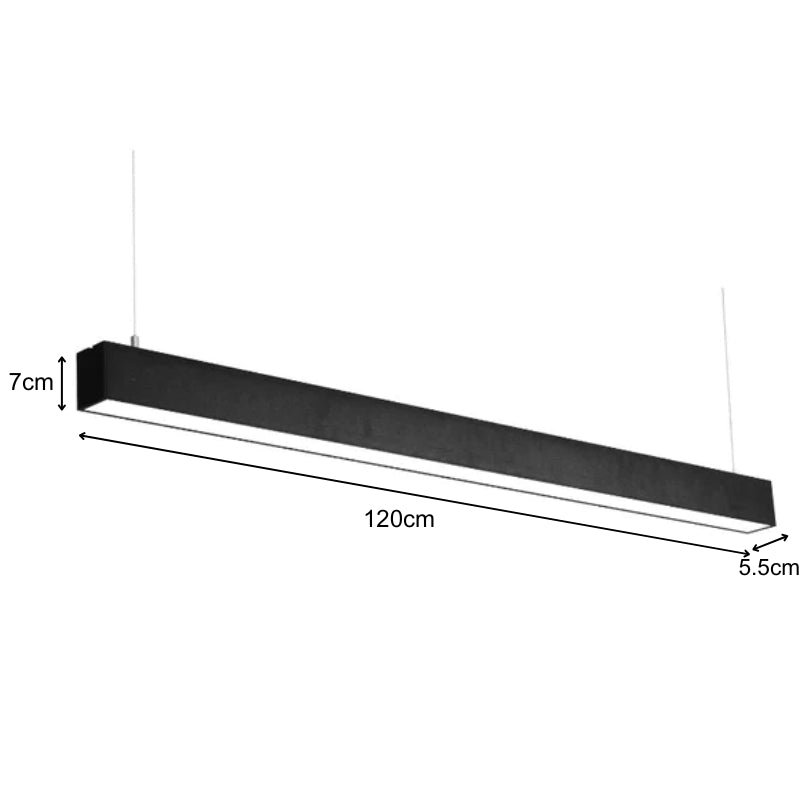 Réglette Suspendue LED Large 120cm 35W Noir - Silamp France