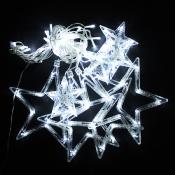 Rideau Lumineux Etoiles Clignotant 1M40, 8 modes, Câble transparent - Blanc Froid - Silamp France