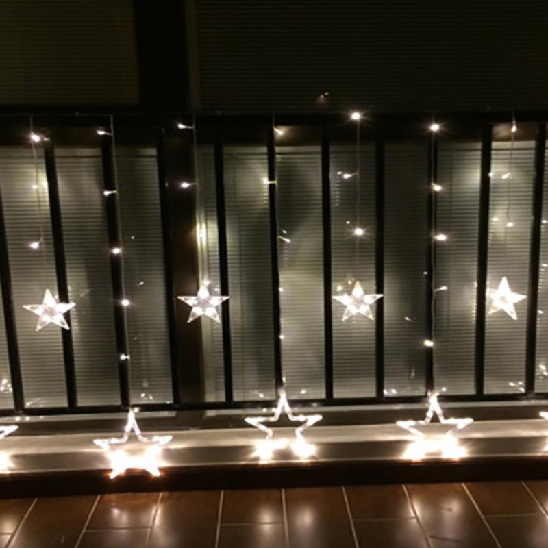 Rideau Lumineux Etoiles Clignotant 1M40, 8 modes, Câble transparent - Blanc Froid