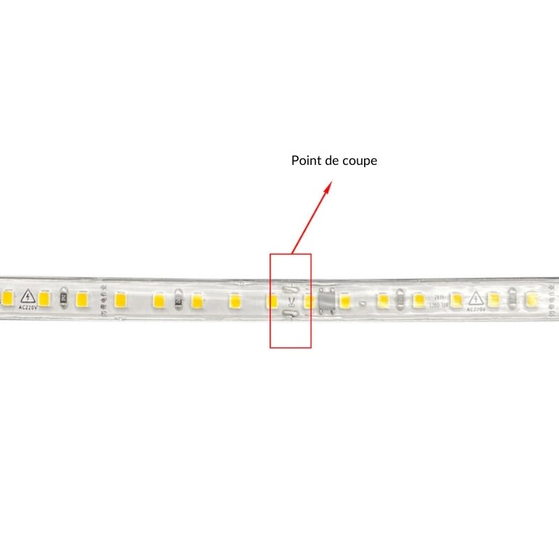 Ruban LED 220V 2835 120LED/m 25M Recoupable 10cm IP65 - Silamp France