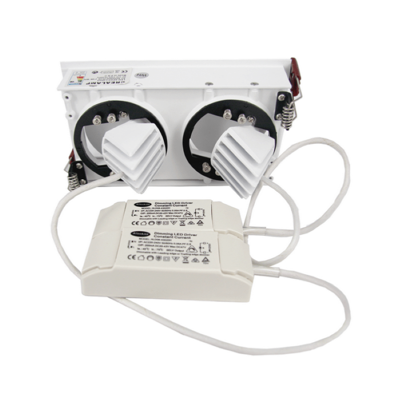 Spot LED Encastrable Double Dimmable 2x9W 120° Rectangle BLANC - Silamp France
