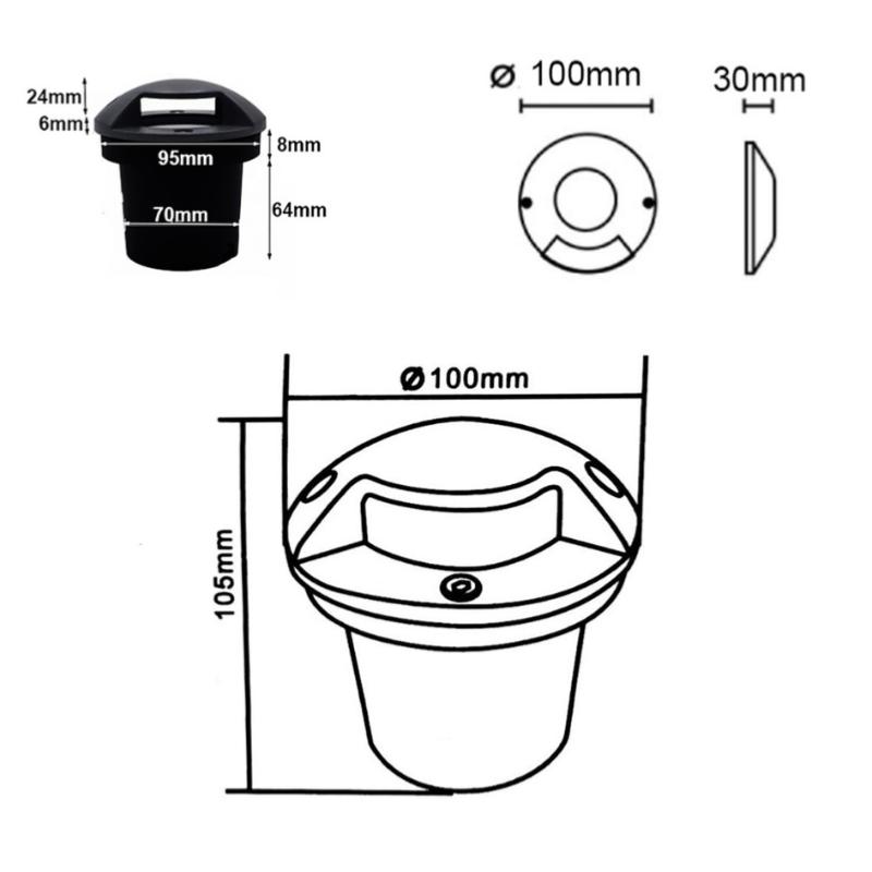 Spot LED Extérieur Encastrable IP65 220V Sol 3W Walkable 3 faisceaux - Silamp France