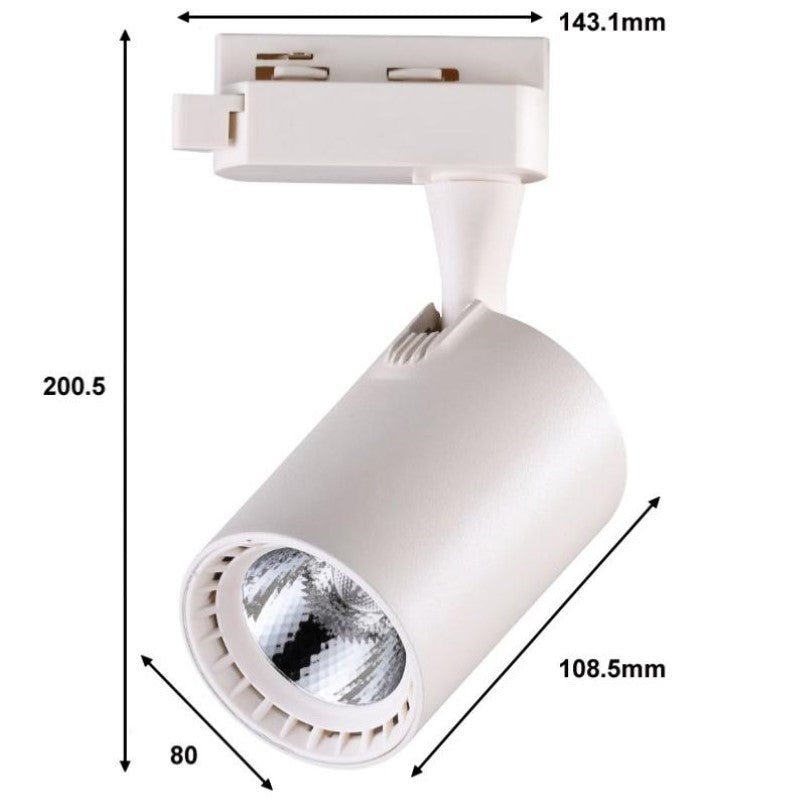Spot LED sur Rail 20W 80° SMD Monophasé BLANC - Silamp France