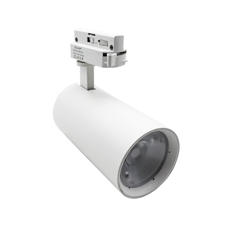 Spot LED sur Rail 30W 60° Monophasé BLANC - Silamp France