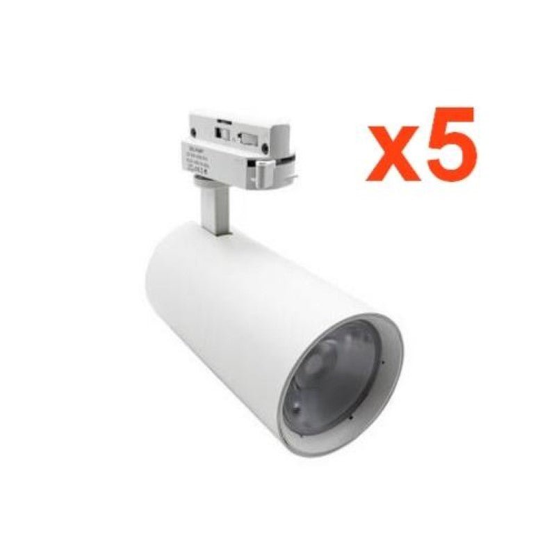 Spot LED sur Rail 30W 60° Monophasé BLANC (Pack de 5) - Silamp France