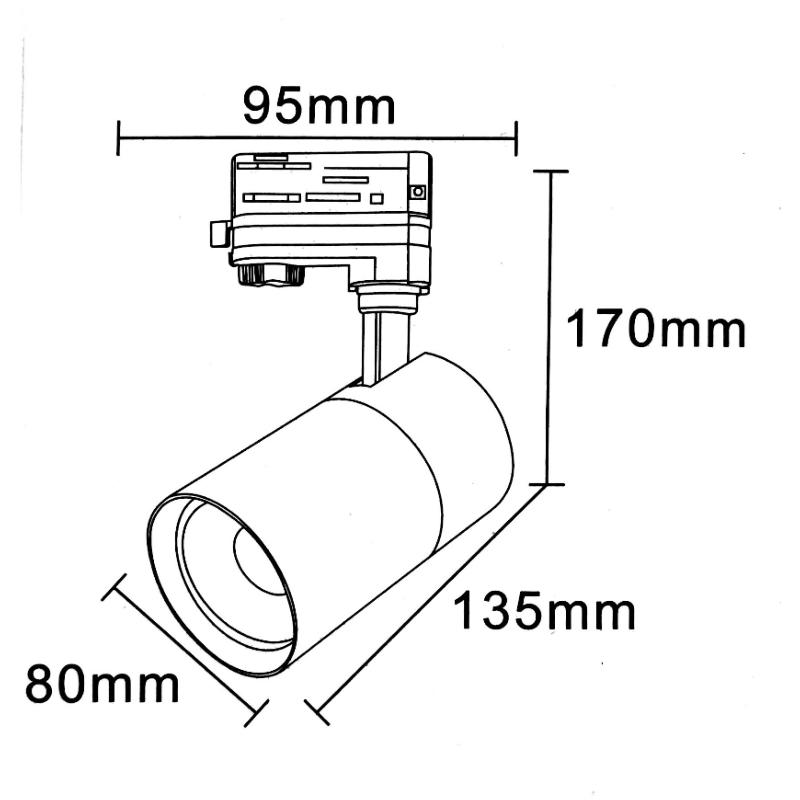 Spot LED sur Rail 30W 80° Compact Monophasé BLANC (Pack de 20) - Silamp France