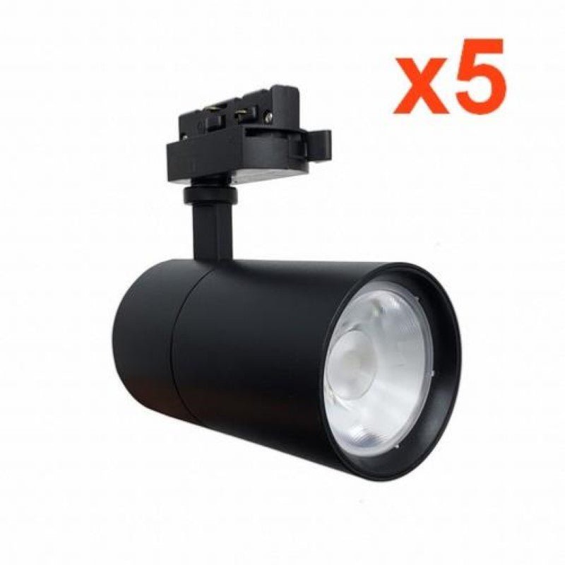 Spot LED sur Rail 30W 80° Compact Monophasé NOIR (Pack de 5) - Silamp France