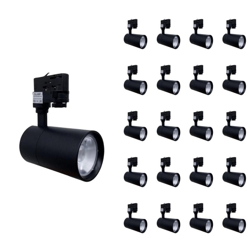 Spot LED sur Rail 30W 80° Compact Triphasé NOIR (Pack de 20) - Silamp France