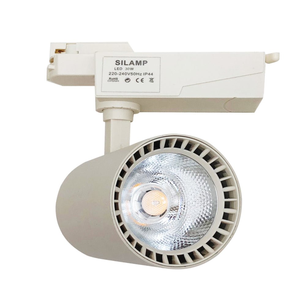 Spot LED sur Rail 30W 80° Monophasé BLANC (Pack de 5) - Silamp France