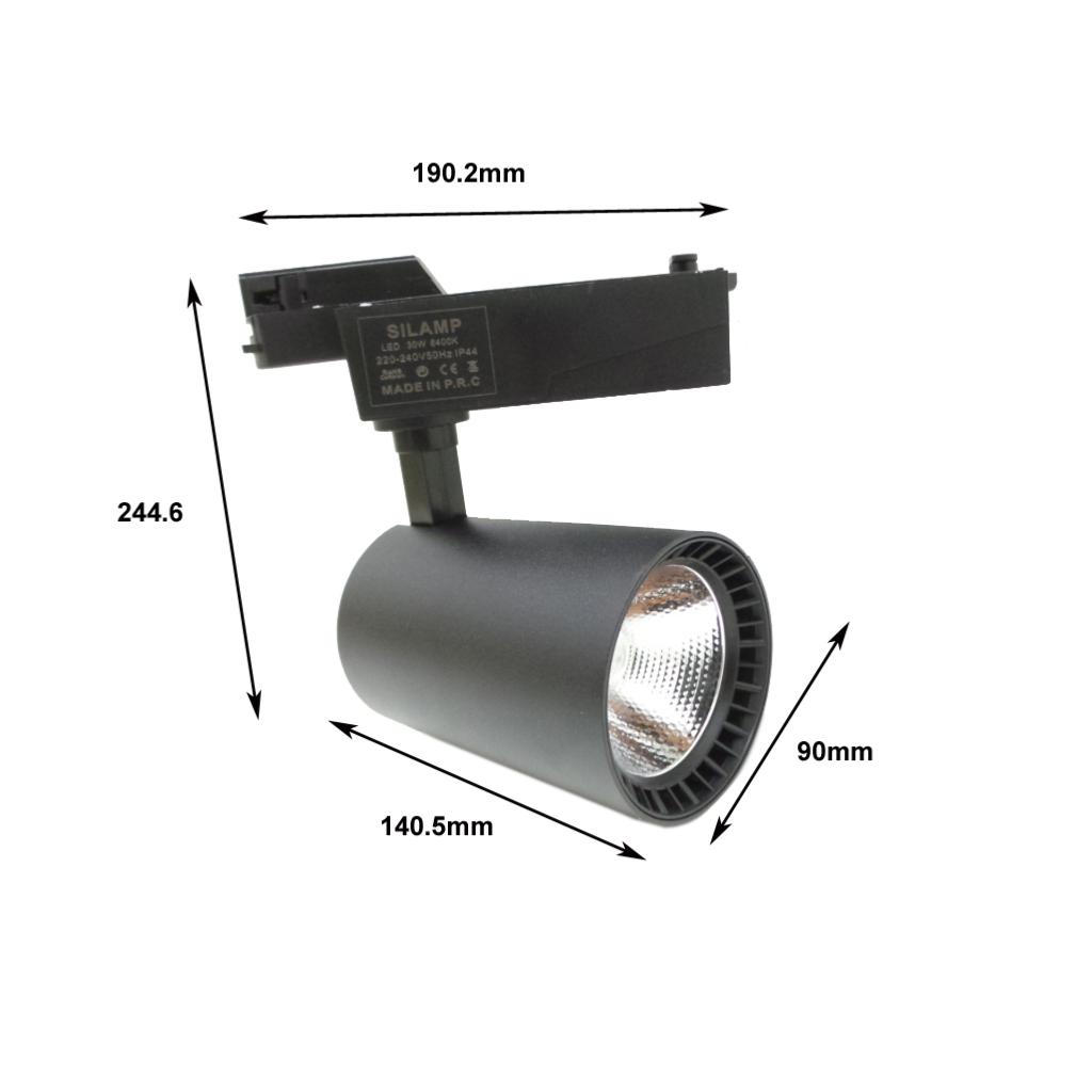 Spot LED sur Rail 30W 80° SMD Monophasé NOIR (Pack de 10) - Silamp France