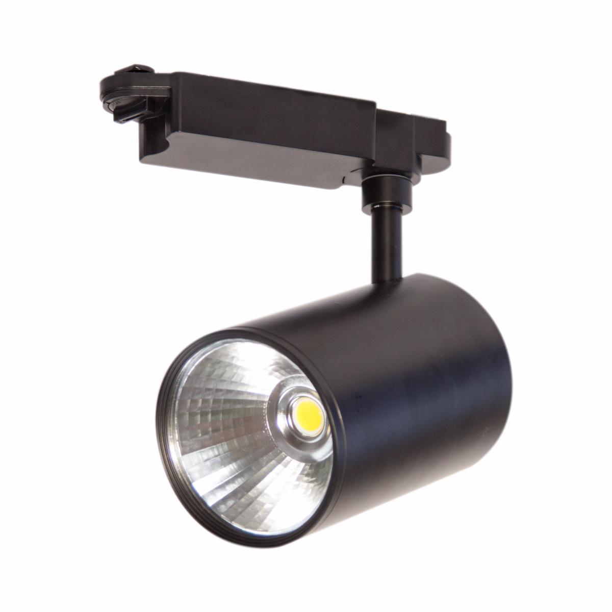 Spot LED sur Rail 30W COB 80° Monophasé NOIR - Silamp France