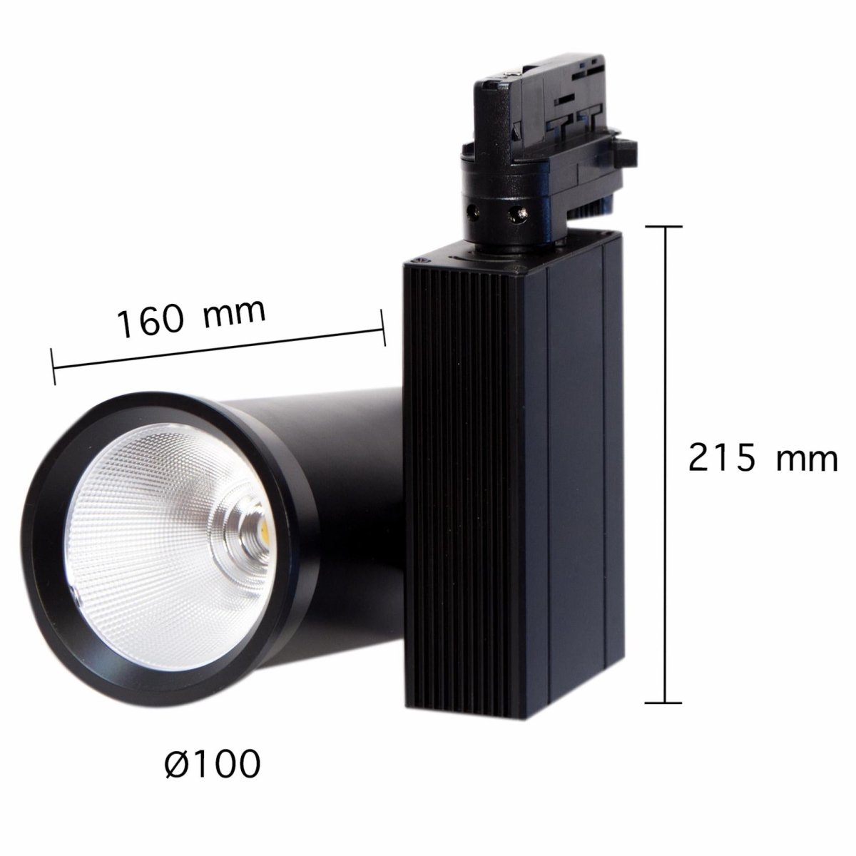 Spot LED sur Rail 35W 80° COB Triphasé NOIR - Silamp France