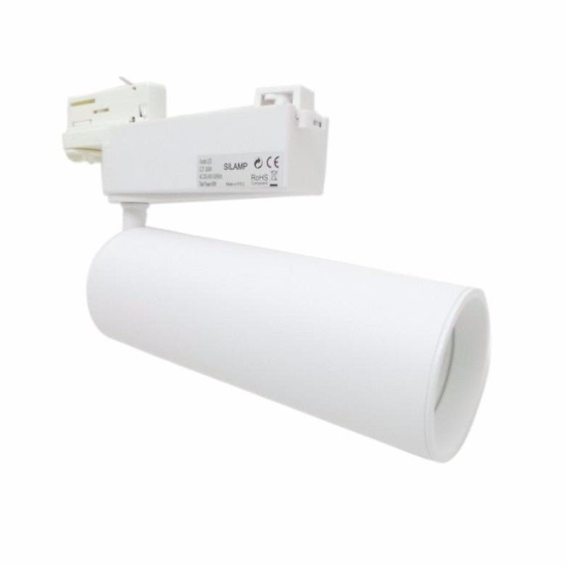 Spot LED sur Rail 40W COB 80° Triphasé BLANC - Silamp France