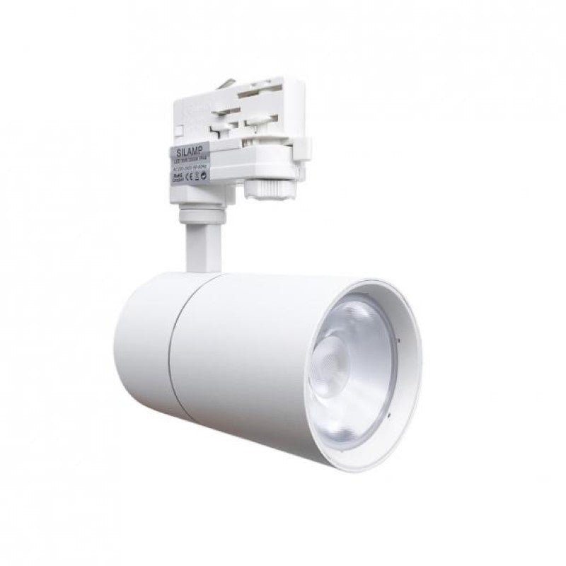 Spot LED sur Rail Triphasé Blanc 30W 80° - Silamp France