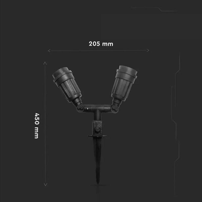 Spot à Piquer LED 2 Têtes Extérieur IP44 pour Ampoule E27