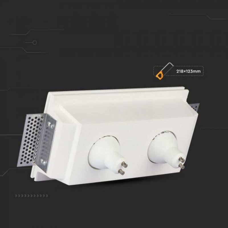 Support Spot Double GU10 LED Carré Blanc 215x118mm - Silamp France