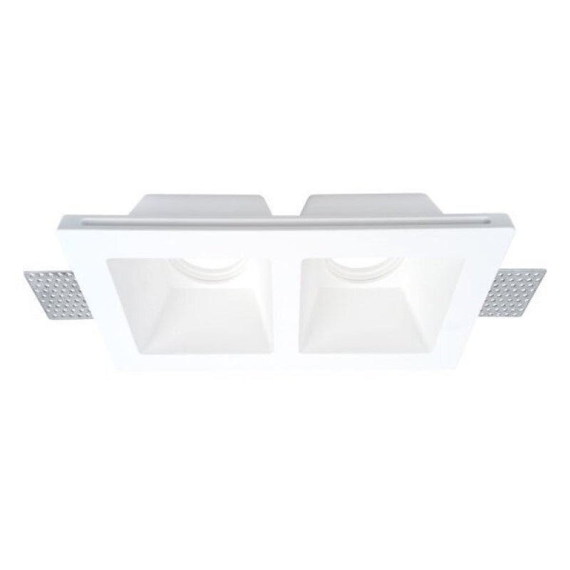 Support Spot Double GU10 LED Carré Blanc 215x118mm - Silamp France