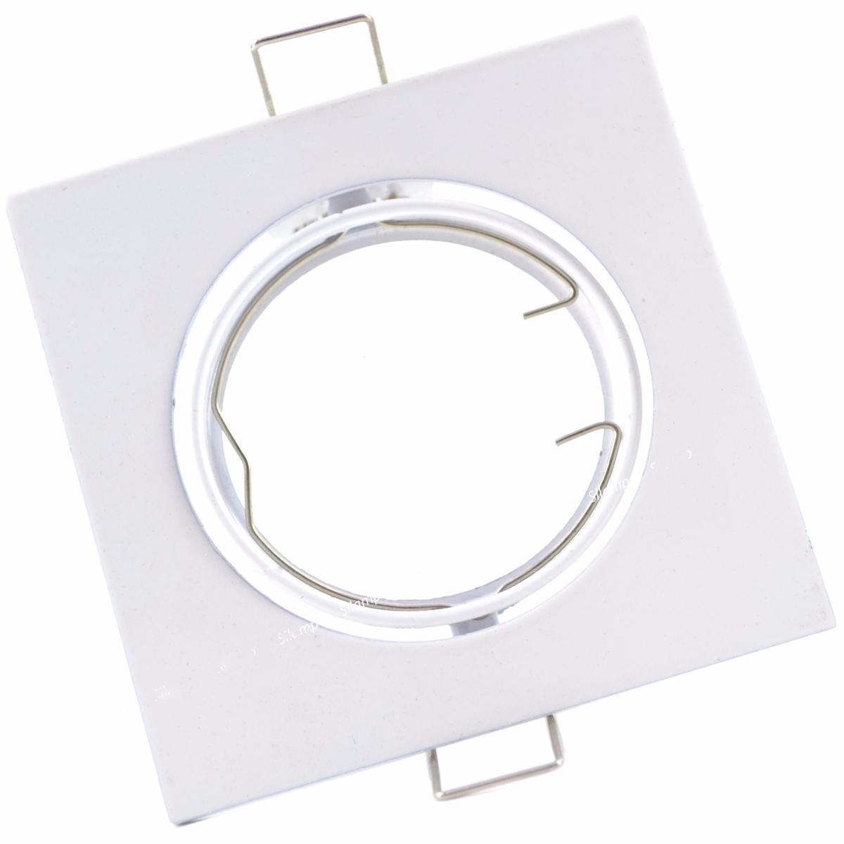 Support Spot Encastrable GU10 LED Orientable Carré BLANC - Silamp France