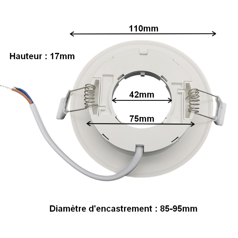 Support Spot Encastrable GX53 LED Rond BLANC (Pack de 10) - Silamp France