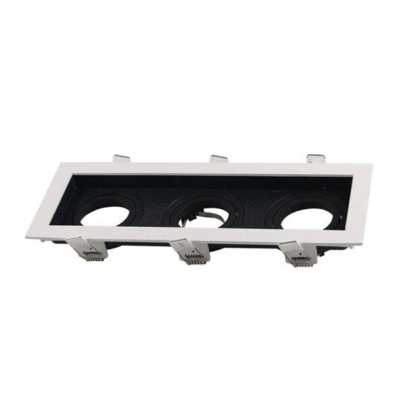 Support Spot GU10 Encastrable Orientable Triple Projecteur Blanc/Noir - Silamp France