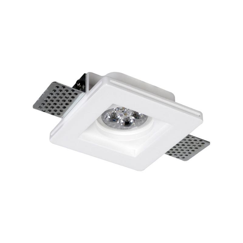 Support Spot GU10 LED Carré Blanc 100x100mm - Silamp France