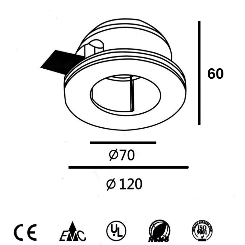 Support Spot GU10 LED Rond Blanc Ø120mm + vitre opaque - Silamp France