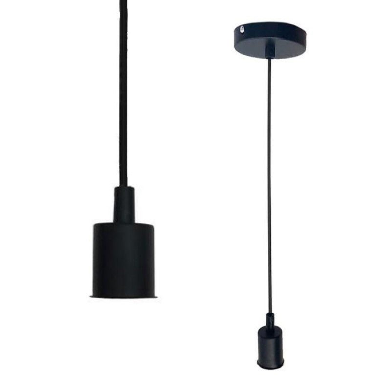 Suspension Ampoule E27 en Noir Mat Cylindrique - Silamp France