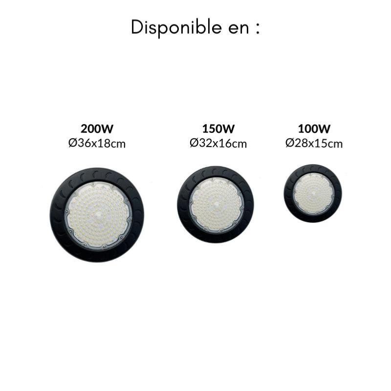 Suspension Industrielle HighBay UFO 100W IP65 NOIR - Silamp France