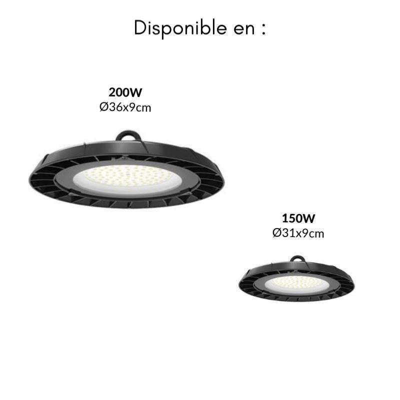 Suspension Industrielle HighBay UFO 150W IP65 90° - Silamp France