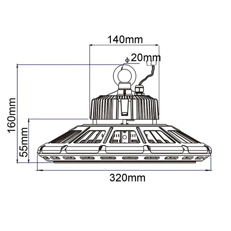 Suspension Industrielle HighBay UFO 150W IP65 NOIR - Silamp France