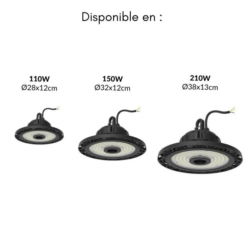 Suspension Industrielle HighBay UFO LED Samsung 110W IP65 Garantie 5 Ans - Silamp France