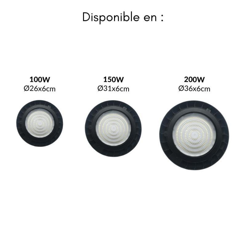 Suspension Industrielle LED HighBay UFO 100W IP65 90° (Pack de 5) - Silamp France