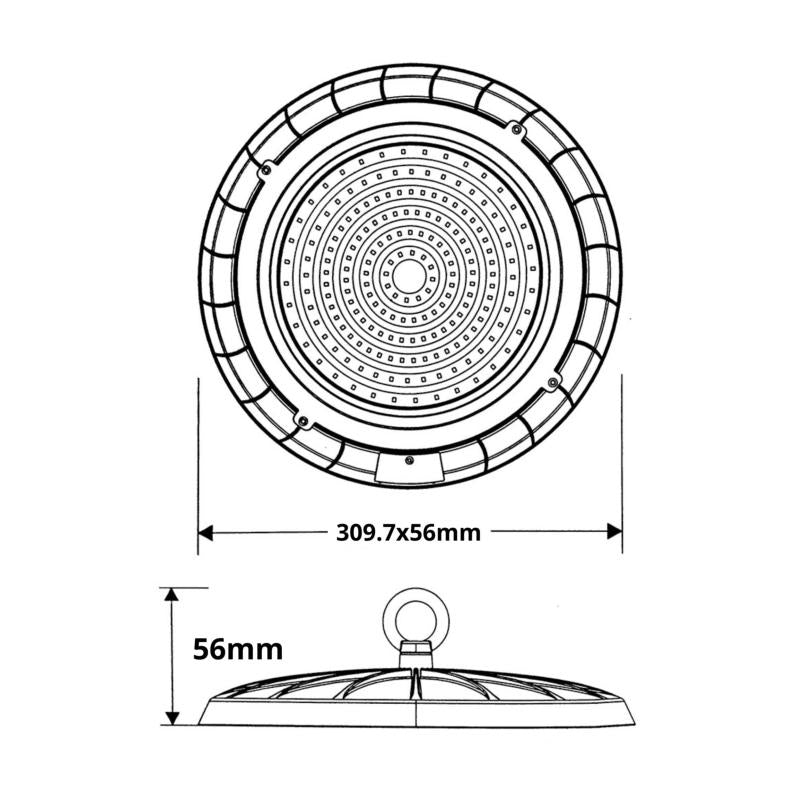 Suspension Industrielle LED HighBay UFO 150W IP65 90° (Pack de 5) - Silamp France