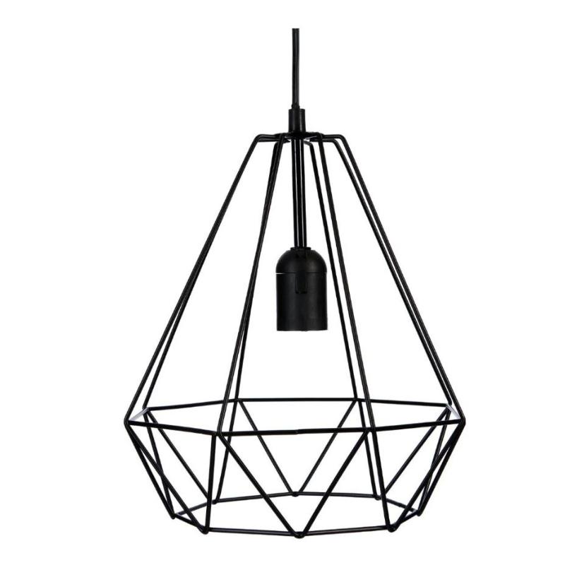 Suspension Industrielle Noire Géométrique Métal 19x27cm - Silamp France