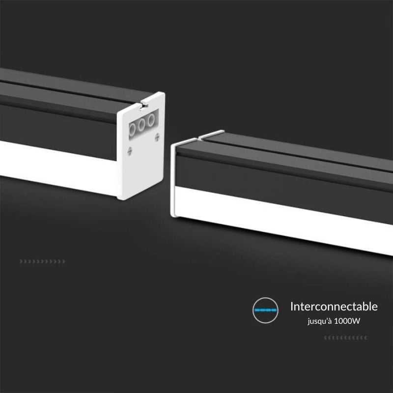 Suspension Linéaire Fine Interconnectable 120cm 40W Noir - Silamp France