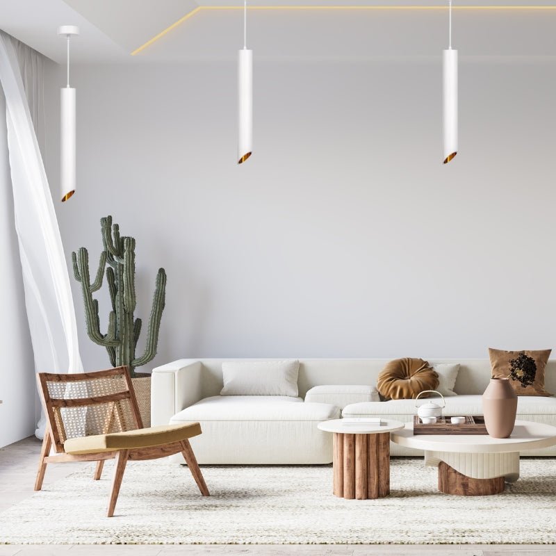 Suspension Luminaire Biseautée GU10 IP20 50cm Blanc / Or - Silamp France