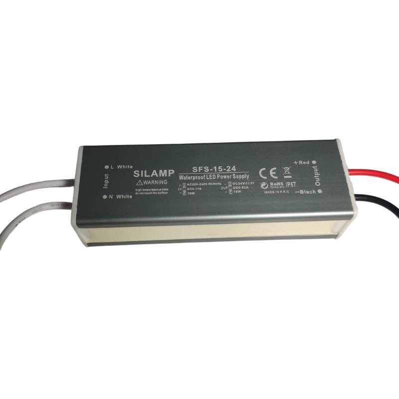 Transformateur 220V 24V IP67 15W DC 0.6A - Silamp France