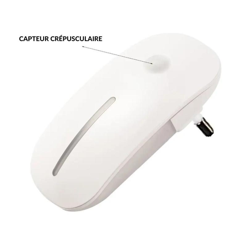 Veilleuse Prise LED 0,5W avec Capteur Crépusculaire 220V - Silamp France