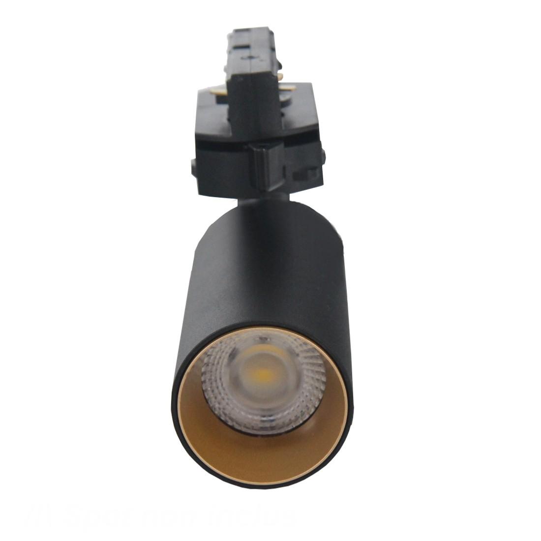 Spot LED sur Rail 6W 38 Monophas NOIR DORE