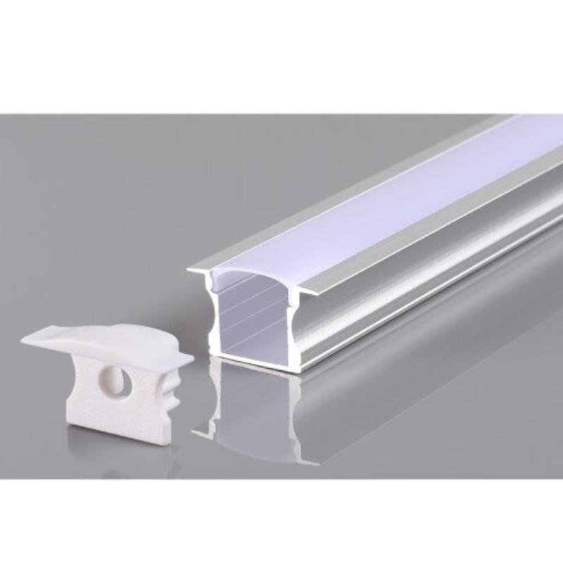 Profilé Encastrable Aluminium 2m pour Ruban LED Couvercle Blanc Opaque