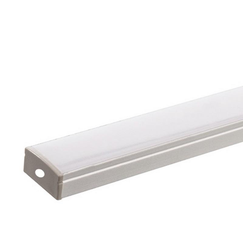 Profilé Aluminium 1m pour Ruban LED Double Rangée - Couvercle Blanc Opaque